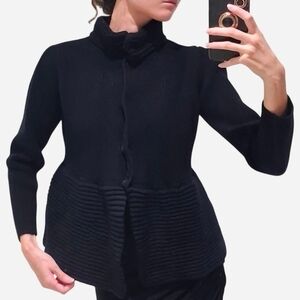 Lavia Wool Cashmere Bouffant Sweater Cardigan Button Up Made in Italy Size M